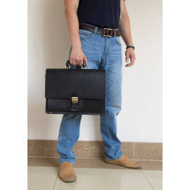 Кожаный портфель Luriano black 