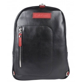 Кожаный рюкзак Albera black/red (арт. 3055-01)